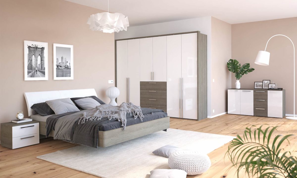 Marco Armoire dressing composable laqué et bois avec éclairage